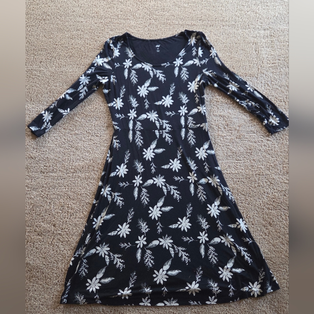 Floral Black and White Dress